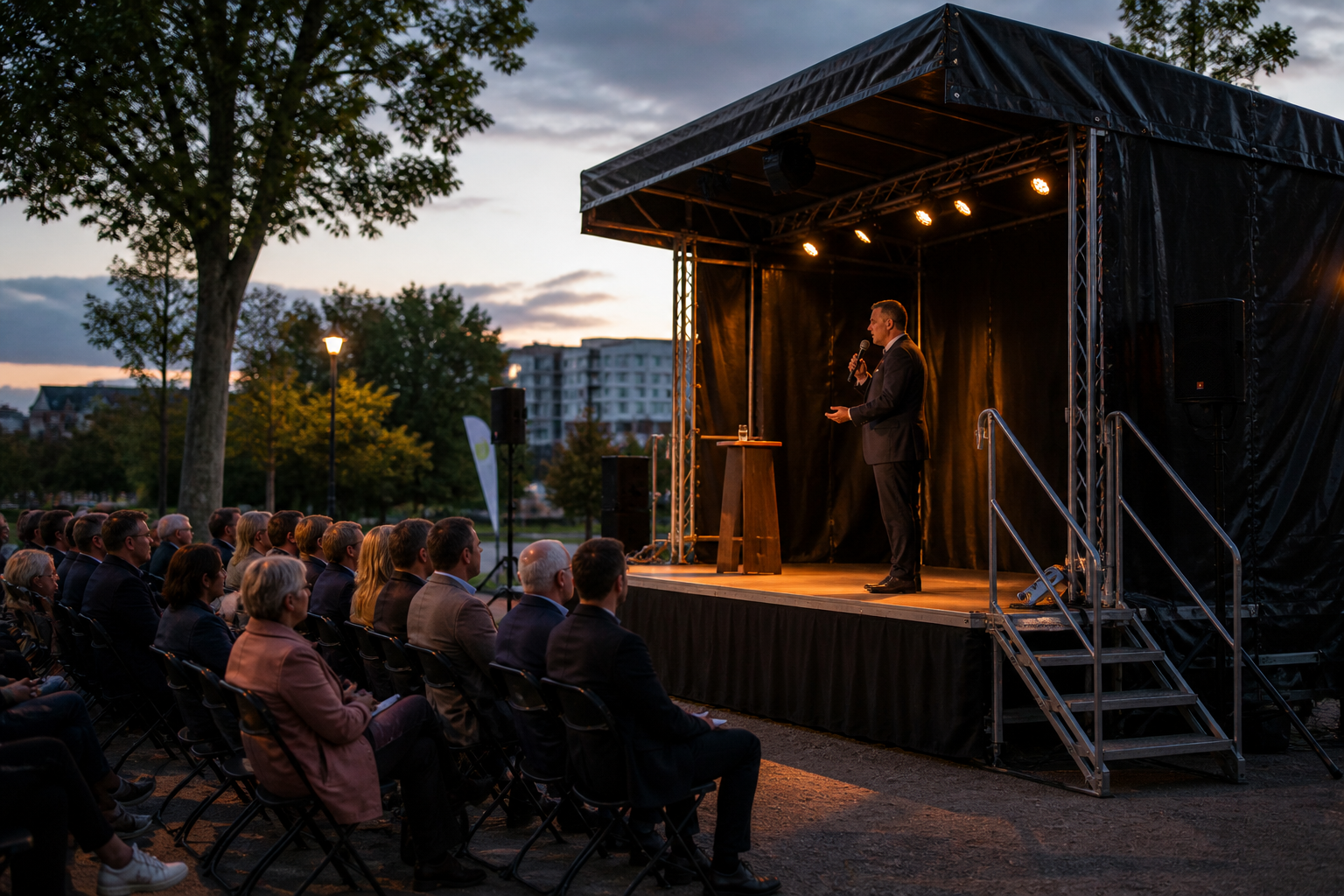 Location d'une scène mobile pour une conférence d'entreprise